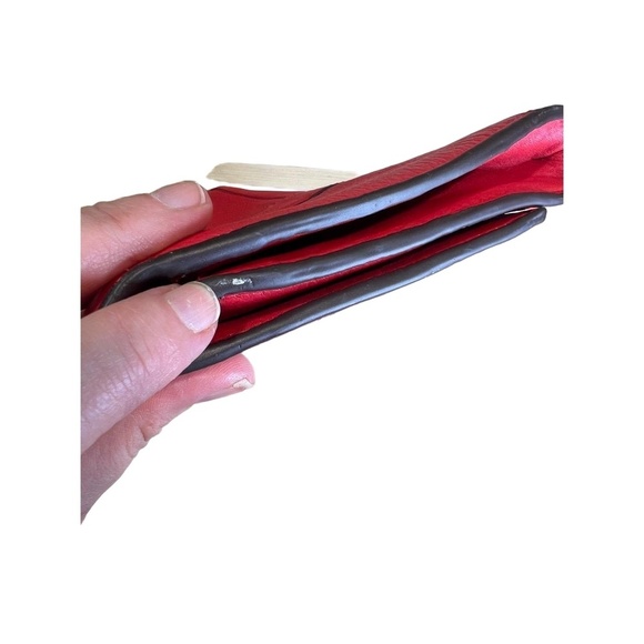 Vince Camuto Red Leather Silver Studded Embellished Clutch Evening Bag - Picture 6 of 12